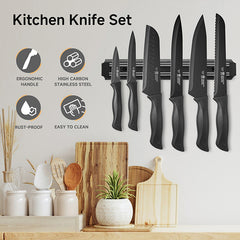 Knife Set, 12-PC Kitchen Knife Set, 6 Sharp Kitchen Knives with Covers for Cooking, Cutting&Chopping (Beige) Knife Set, 12-PC Colorful Kitchen Knife Set, 6 Sharp Kitchen Knives with Covers for Cooking, Cutting&Chopping (Black)