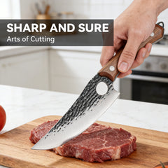 6.3" Professional Chef Knife, High Carbon Japanese Steel Kitchen Knife for Chopping & Meat, Brown