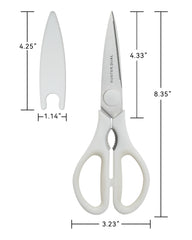8.35" Heavy Duty Kitchen Scissors, Come-Apart Poultry Shears for Chicken and Meat, White