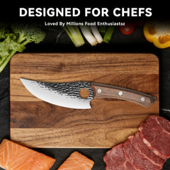 6.3" Professional Chef Knife, High Carbon Japanese Steel Kitchen Knife for Chopping & Meat, Brown