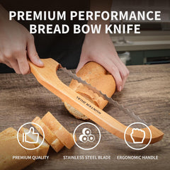Bread Knife for Homemade Bread, 16" Sourdough Bread Slicer, Bow Saw Cutter with Double-sided Blades for Easy Cutting, Orange
