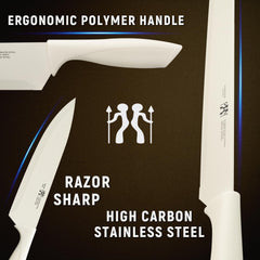 Knife Set, HUNTER.DUAL 15 Pcs Kitchen Knife Set with Block Self Sharpening, Dishwasher Safe, Anti-slip Handle (Beige)