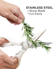 Kitchen Scissors for Food, HUNTER.DUAL Heavy Duty Come Apart Poultry Shears for Cooking, All Purpose for Cutting Chicken, Meat, Fish & Vegetables (White, 8.35 Inch)
