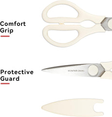 Kitchen Scissors for Food, HUNTER.DUAL Heavy Duty Come Apart Poultry Shears for Cooking, All Purpose for Cutting Chicken, Meat, Fish & Vegetables (Cream, 8.35 Inch)