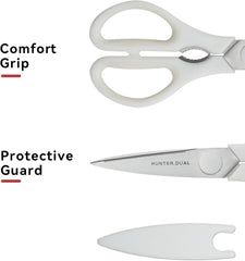 Kitchen Scissors for Food, HUNTER.DUAL Heavy Duty Come Apart Poultry Shears for Cooking, All Purpose for Cutting Chicken, Meat, Fish & Vegetables (White, 8.35 Inch)