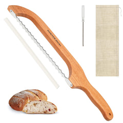 Bread Knife for Homemade Bread, 16" Sourdough Bread Slicer, Bow Saw Cutter with Double-sided Blades for Easy Cutting, Orange