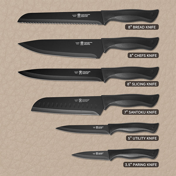 Knife Set, 12-PC Kitchen Knife Set, 6 Sharp Kitchen Knives with Covers for Cooking, Cutting&Chopping (Beige) Knife Set, 12-PC Colorful Kitchen Knife Set, 6 Sharp Kitchen Knives with Covers for Cooking, Cutting&Chopping (Black)