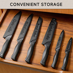 Knife Set, 12-PC Kitchen Knife Set, 6 Sharp Kitchen Knives with Covers for Cooking, Cutting&Chopping (Beige) Knife Set, 12-PC Colorful Kitchen Knife Set, 6 Sharp Kitchen Knives with Covers for Cooking, Cutting&Chopping (Black)