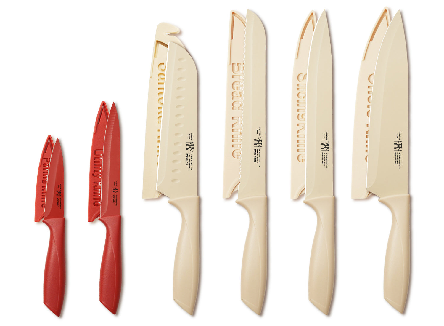 Knife Set, 12-PC Colorful Kitchen Knife Set, 6 Sharp Kitchen Knives with Covers for Cooking, Cutting&Chopping, Greenstone