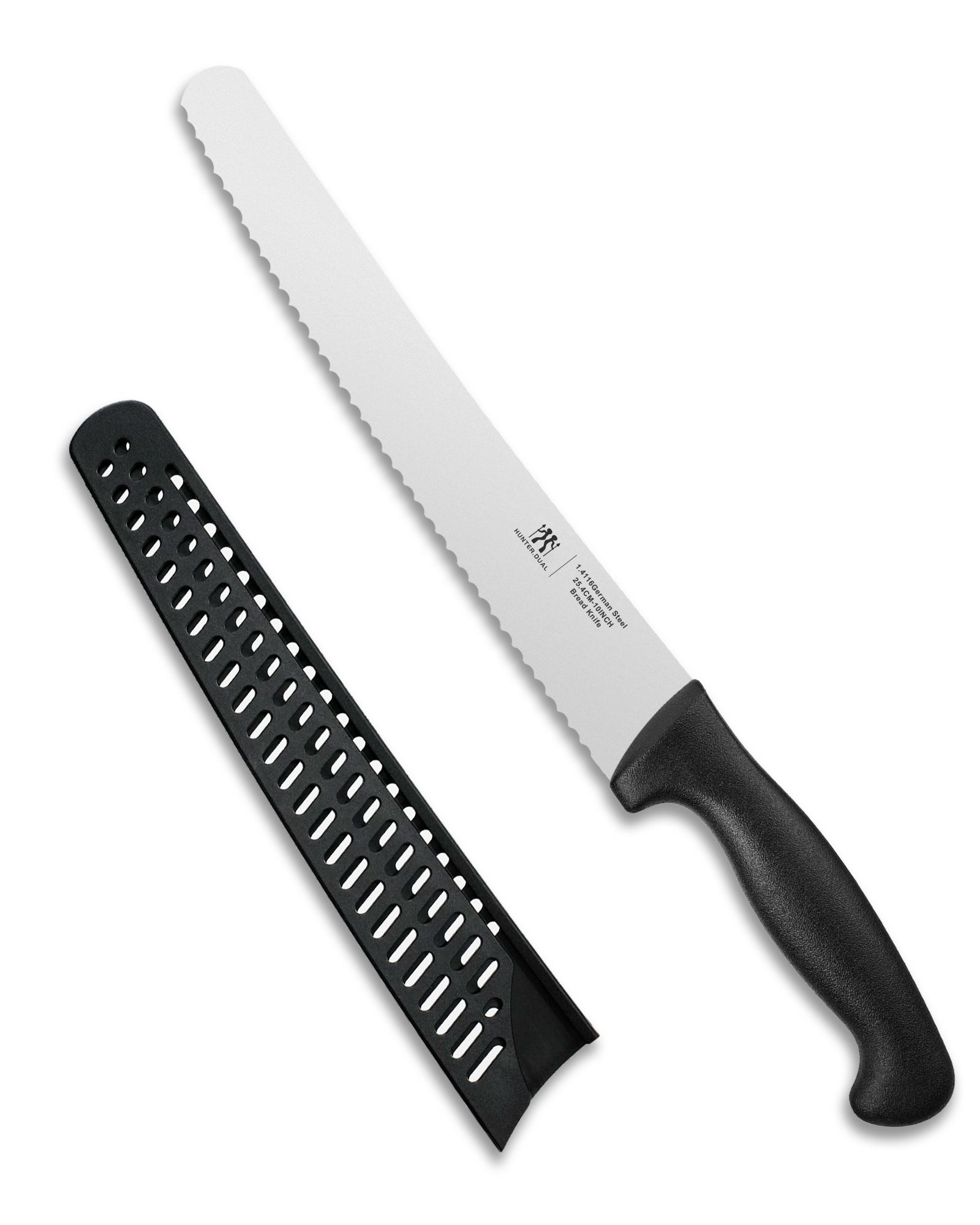 Bread Knife, 10 inch Serrated Sourdough Slicer Cutter for Homemade Bread, 1.4116 German Steel, Ergonomic Anti-slip Handle (Black, 10 inch)