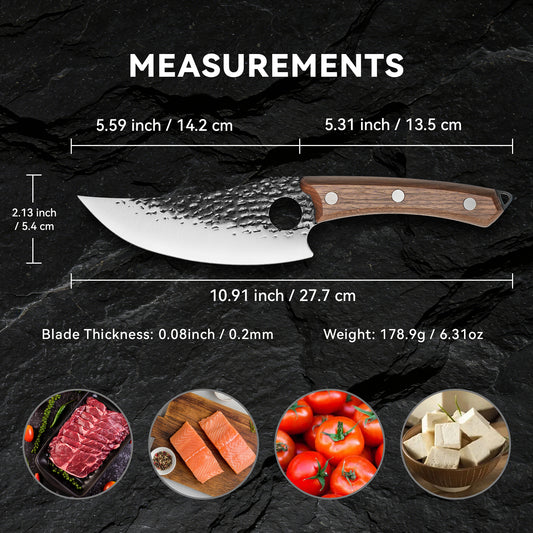 6.3" Professional Chef Knife, High Carbon Japanese Steel Kitchen Knife for Chopping & Meat, Brown