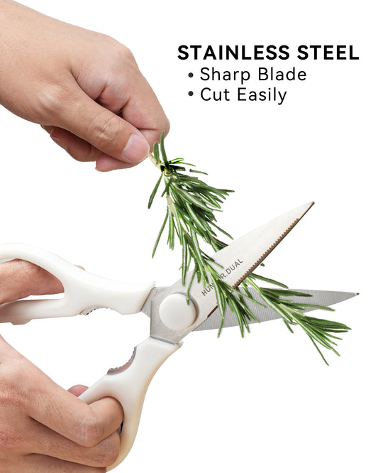 8.35" Heavy Duty Kitchen Scissors, Come-Apart Poultry Shears for Chicken and Meat, White