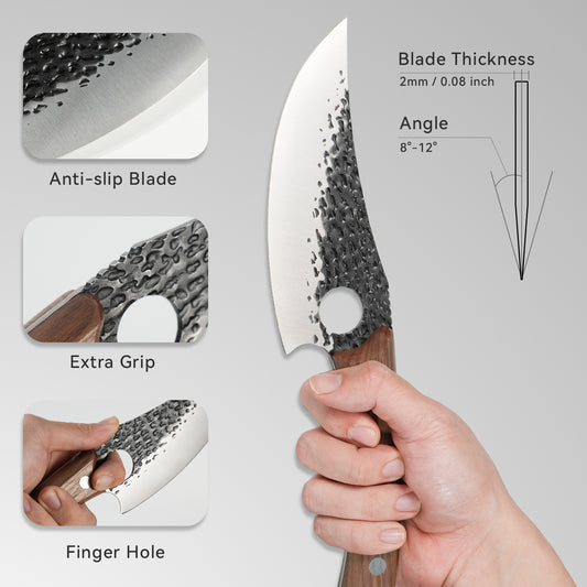 6.3" Professional Chef Knife, High Carbon Japanese Steel Kitchen Knife for Chopping & Meat, Brown