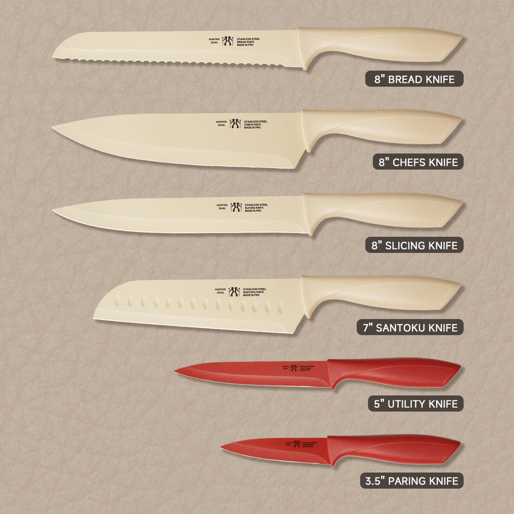 Knife Set, 12-PC Colorful Kitchen Knife Set, 6 Sharp Kitchen Knives with Covers for Cooking, Cutting&Chopping, Greenstone