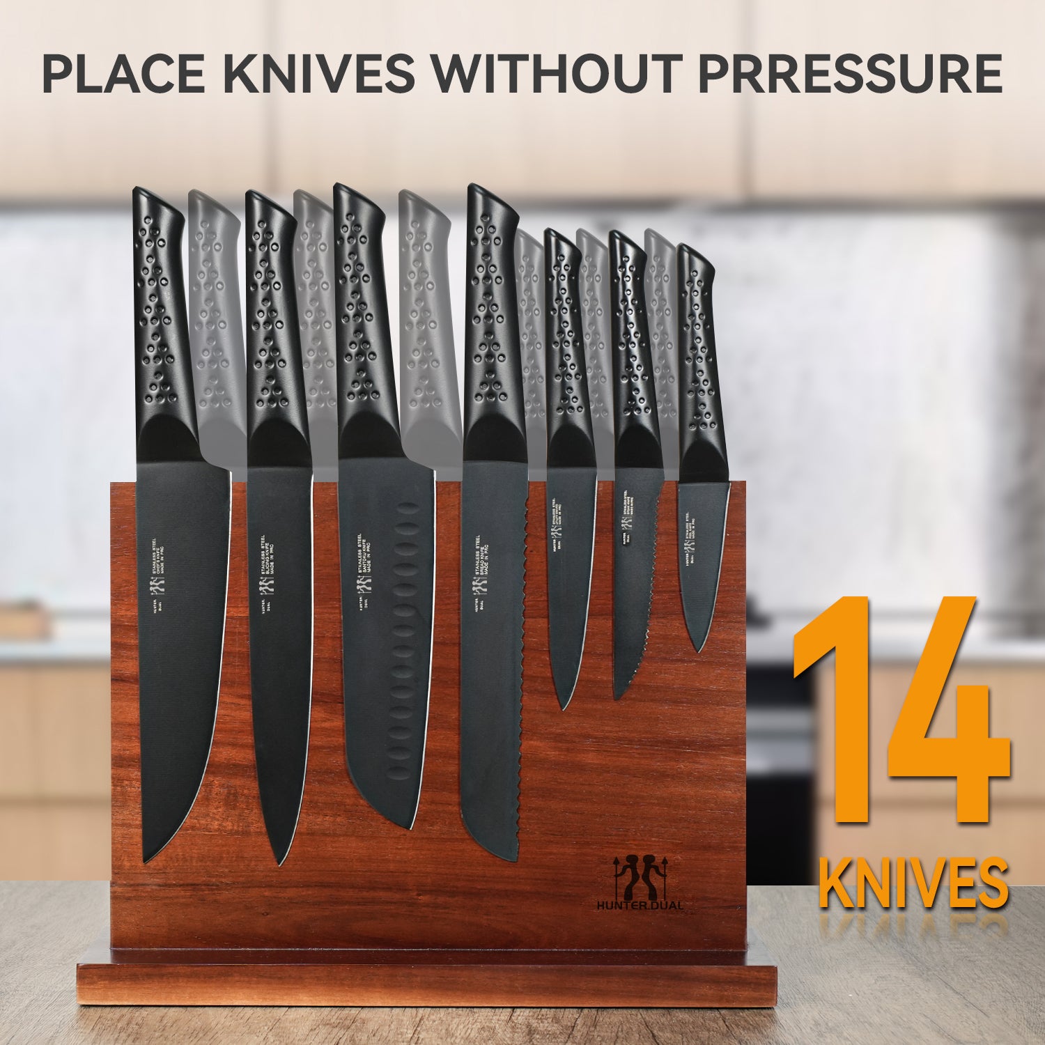 Magnetic Knife Holder with Enhanced Magnets, Multifunctional Countertop Magnetic Knife Block Stand, Universal Knife Storage & Kitchen Tool Organizer for Counter Top