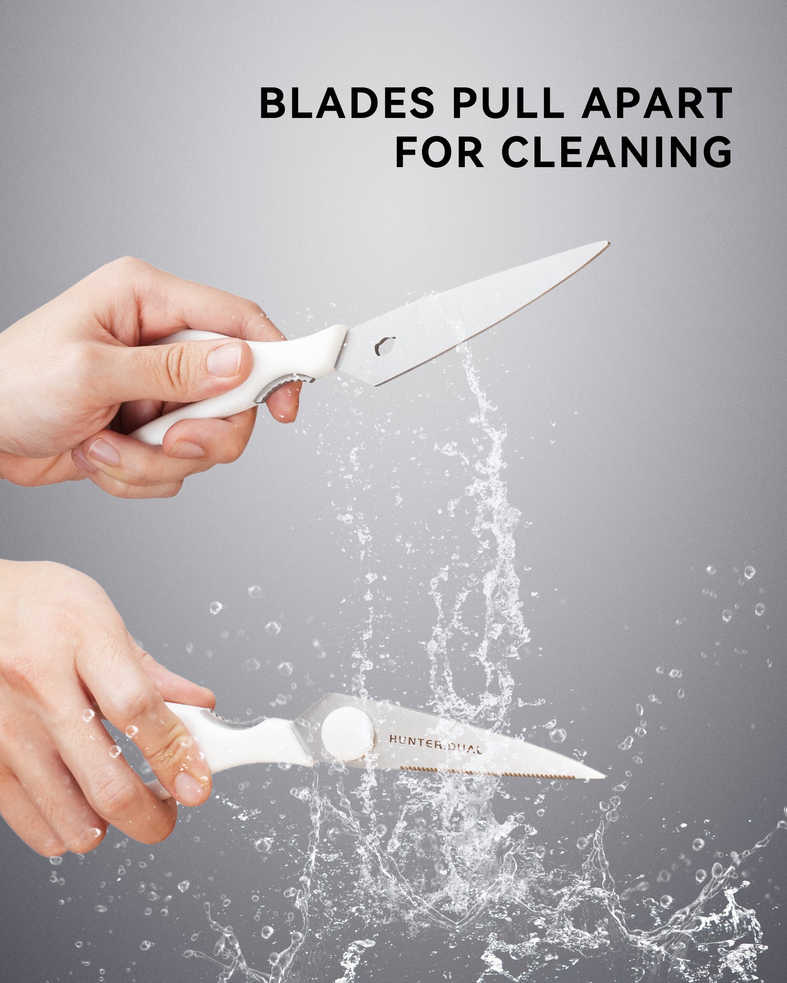 8.35" Heavy Duty Kitchen Scissors, Come-Apart Poultry Shears for Chicken and Meat, White