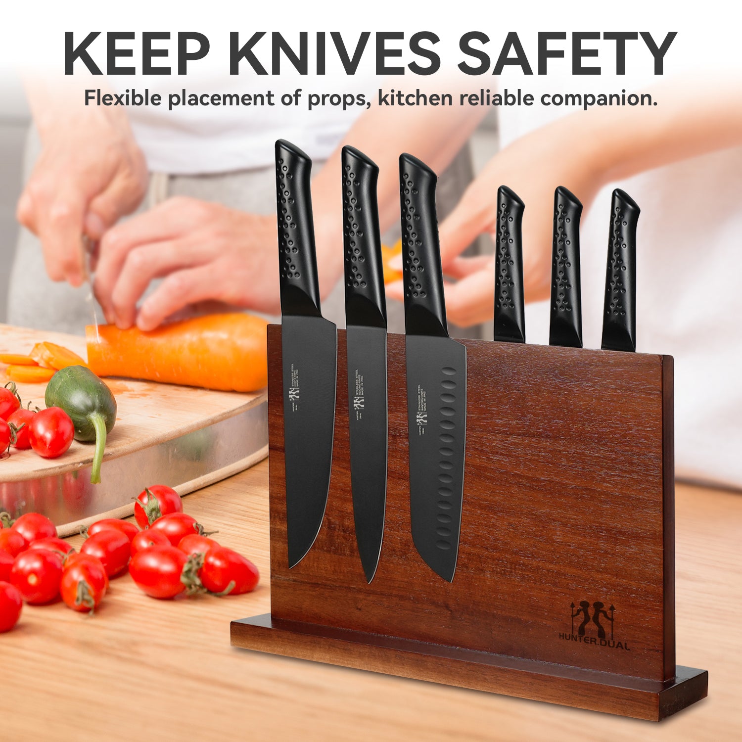 Magnetic Knife Holder with Enhanced Magnets, Multifunctional Countertop Magnetic Knife Block Stand, Universal Knife Storage & Kitchen Tool Organizer for Counter Top