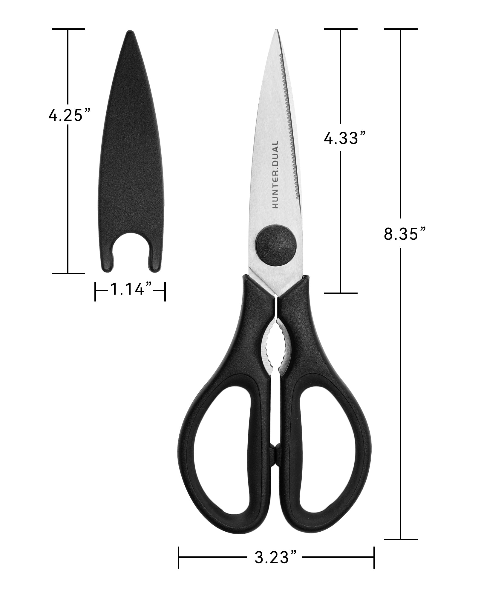 8.35" Heavy Duty Kitchen Scissors, Come-Apart Poultry Shears for Chicken and Meat, Black