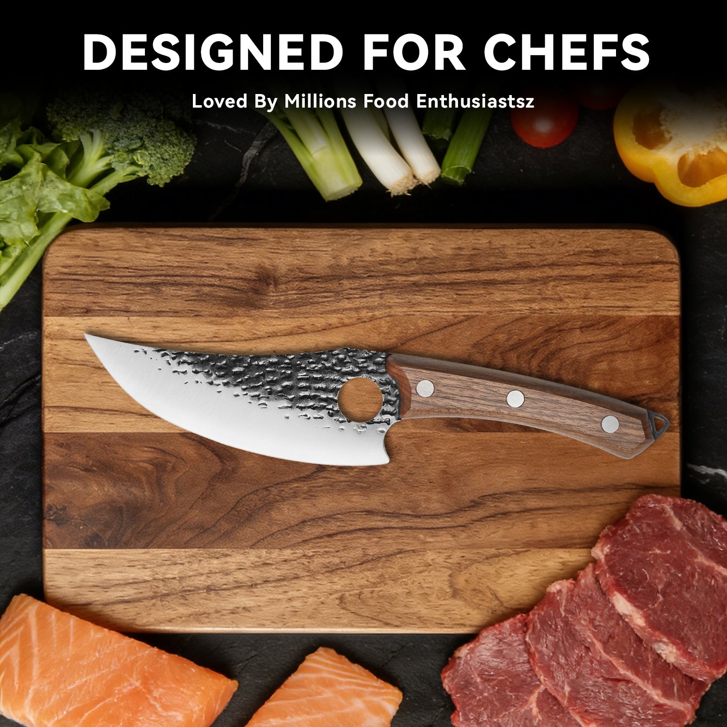 6.3" Professional Chef Knife, High Carbon Japanese Steel Kitchen Knife for Chopping & Meat, Brown