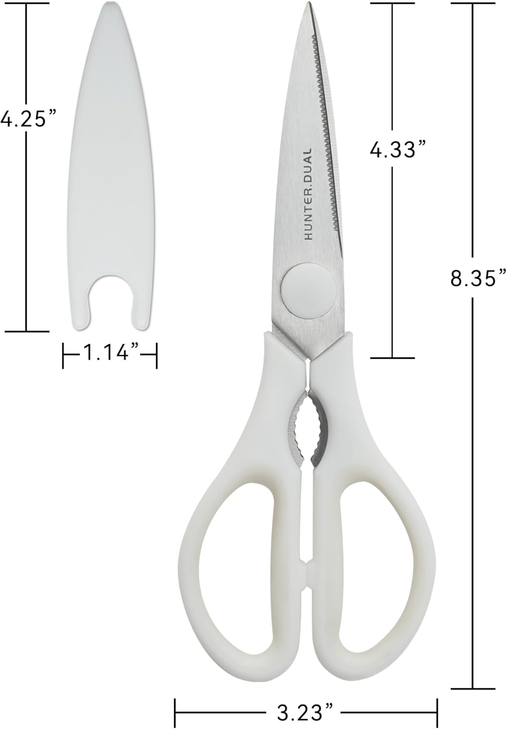 Kitchen Scissors for Food, HUNTER.DUAL Heavy Duty Come Apart Poultry Shears for Cooking, All Purpose for Cutting Chicken, Meat, Fish & Vegetables (White, 8.35 Inch)