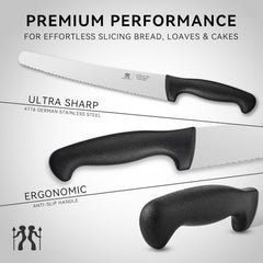 Bread Knife, 10 inch Serrated Sourdough Slicer Cutter for Homemade Bread, 1.4116 German Steel, Ergonomic Anti-slip Handle (Black, 10 inch)