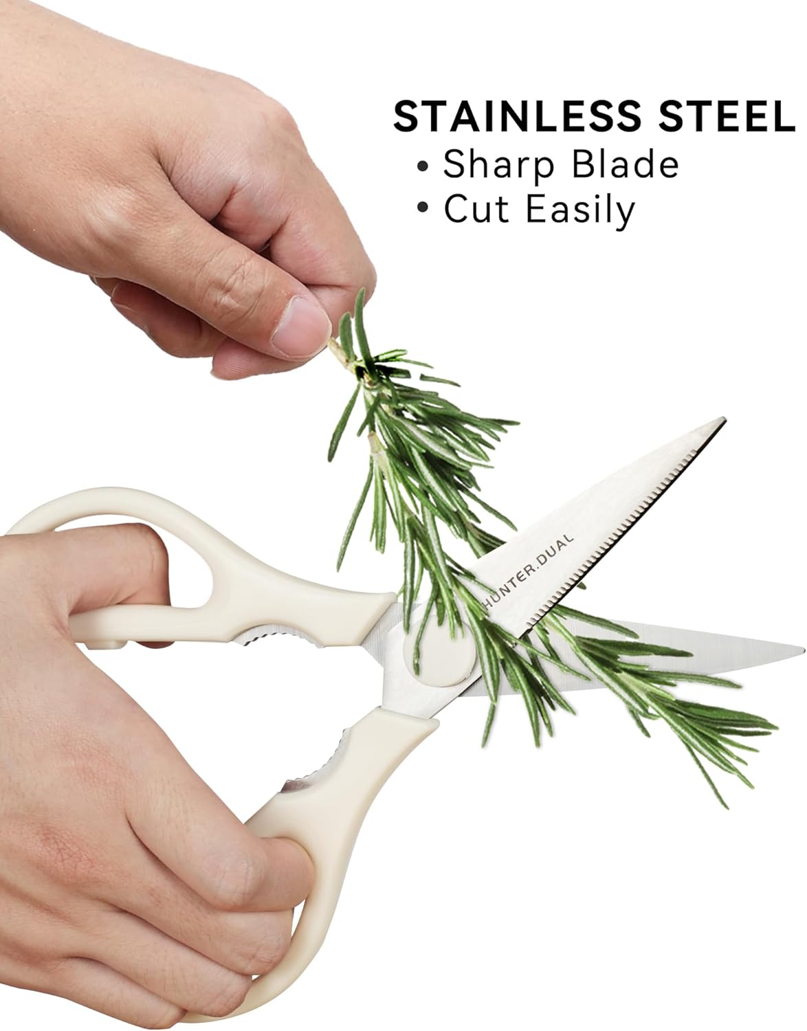 Kitchen Scissors for Food, HUNTER.DUAL Heavy Duty Come Apart Poultry Shears for Cooking, All Purpose for Cutting Chicken, Meat, Fish & Vegetables (Cream, 8.35 Inch)