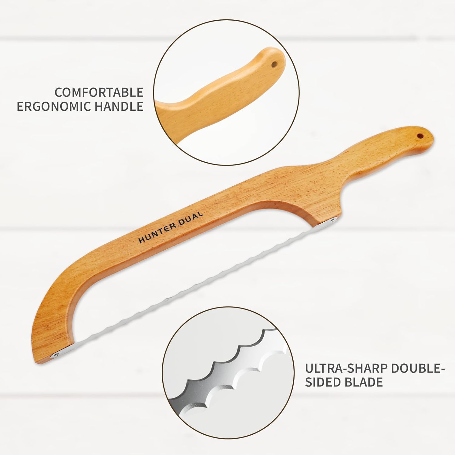 Bread Knife for Homemade Bread, 16" Sourdough Bread Slicer, Bow Saw Cutter with Double-sided Blades for Easy Cutting, Orange