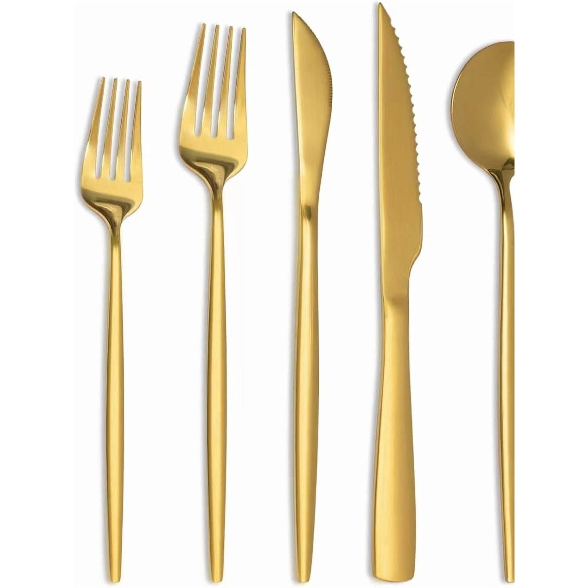 48-Piece Gold Silverware Set for 8 | Stainless Steel Cutlery with Steak Knives | Mirror Polished, Food-Grade for Home & Restaurant