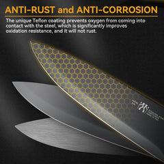 Knife Sets for Kitchen with Block, HUNTER.DUAL 19 Pcs Kitchen Knife Set with Block Self Sharpening, Dishwasher Safe, Anti-slip Handle, Black