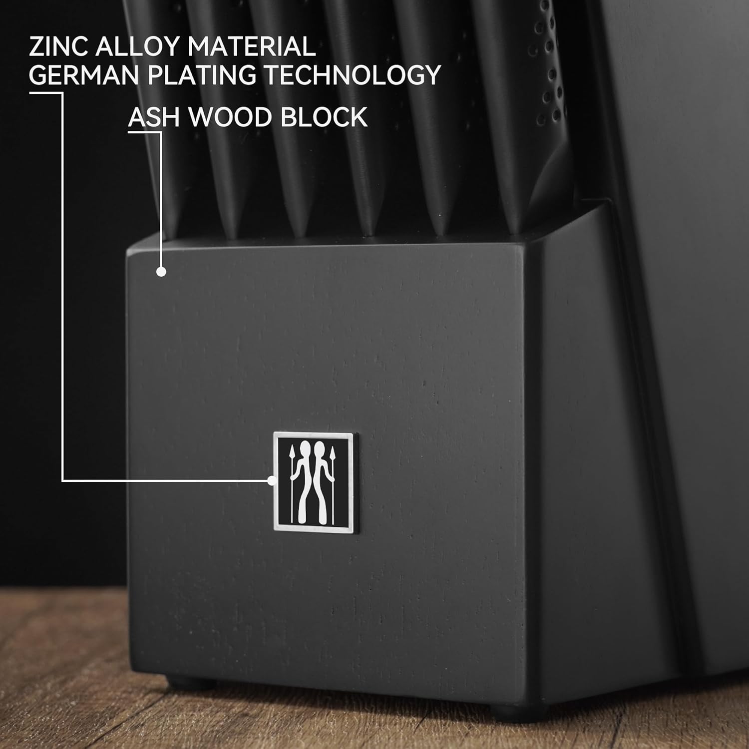 Knife Sets for Kitchen with Block, HUNTER.DUAL 15 Piece Knife Set with Built-in Sharpener, Dishwasher Safe, German Stainless Steel, Black