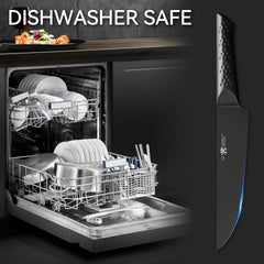 Knife Sets for Kitchen with Block, HUNTER.DUAL 15 Piece Knife Set with Built-in Sharpener, Dishwasher Safe, German Stainless Steel, Black