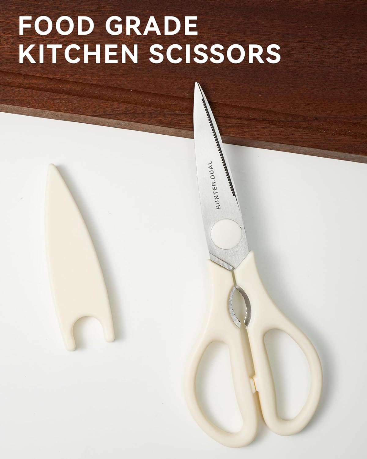 Kitchen Scissors for Food, HUNTER.DUAL Heavy Duty Come Apart Poultry Shears for Cooking, All Purpose for Cutting Chicken, Meat, Fish & Vegetables (Cream, 8.35 Inch)