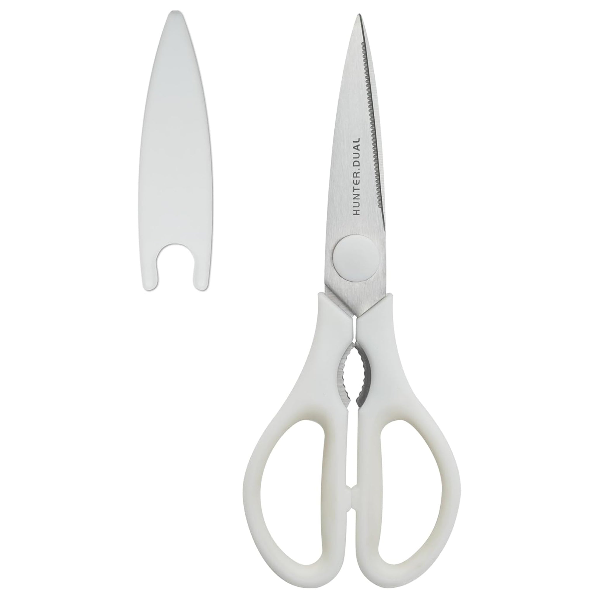 Kitchen Scissors for Food, HUNTER.DUAL Heavy Duty Come Apart Poultry Shears for Cooking, All Purpose for Cutting Chicken, Meat, Fish & Vegetables (White, 8.35 Inch)