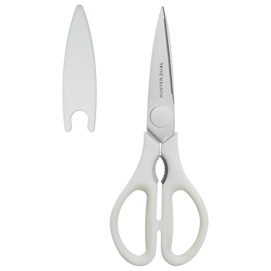 Kitchen Scissors for Food, HUNTER.DUAL Heavy Duty Come Apart Poultry Shears for Cooking, All Purpose for Cutting Chicken, Meat, Fish & Vegetables (White, 8.35 Inch)