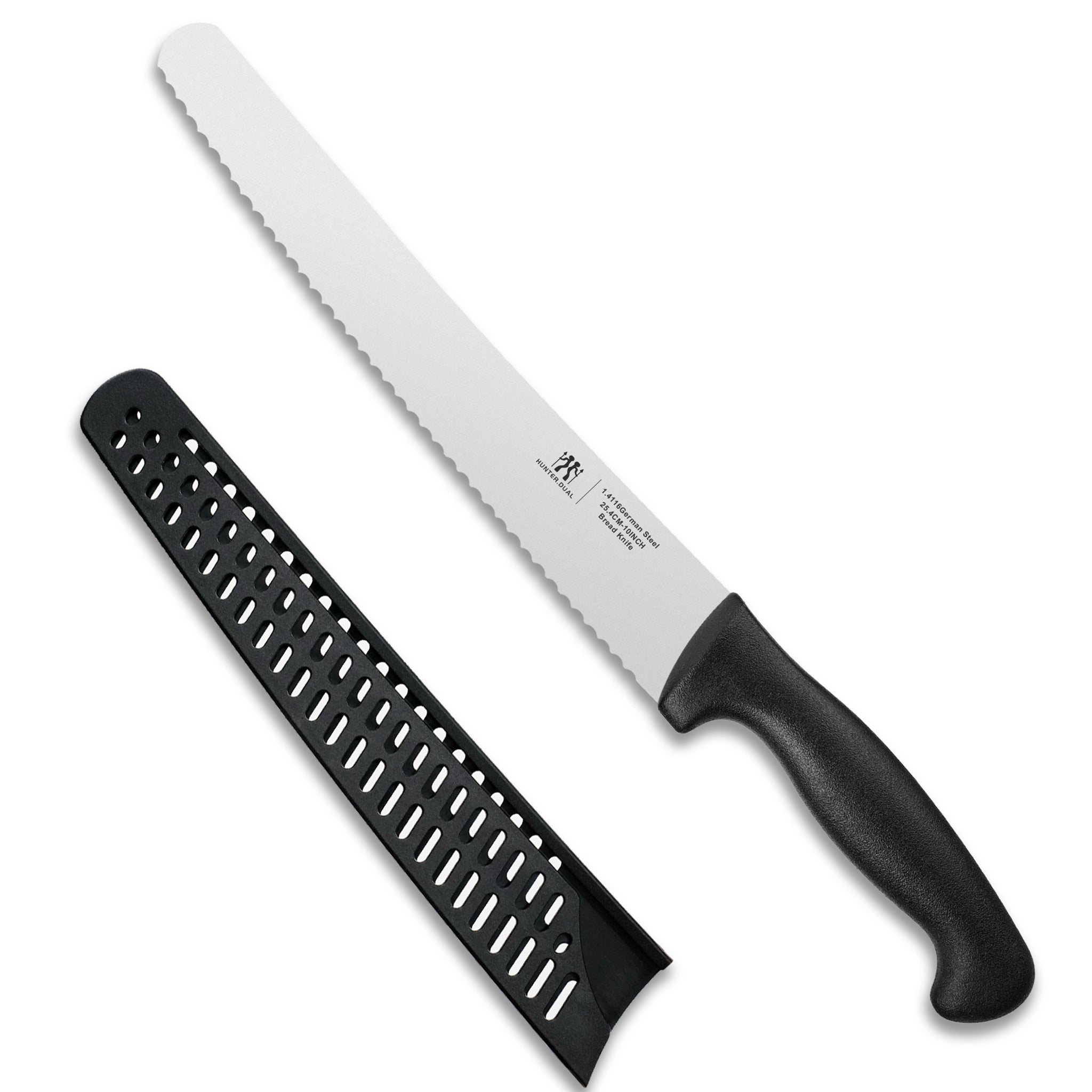 Bread Knife, 10 inch Serrated Sourdough Slicer Cutter for Homemade Bread, 1.4116 German Steel, Ergonomic Anti-slip Handle (Black, 10 inch)