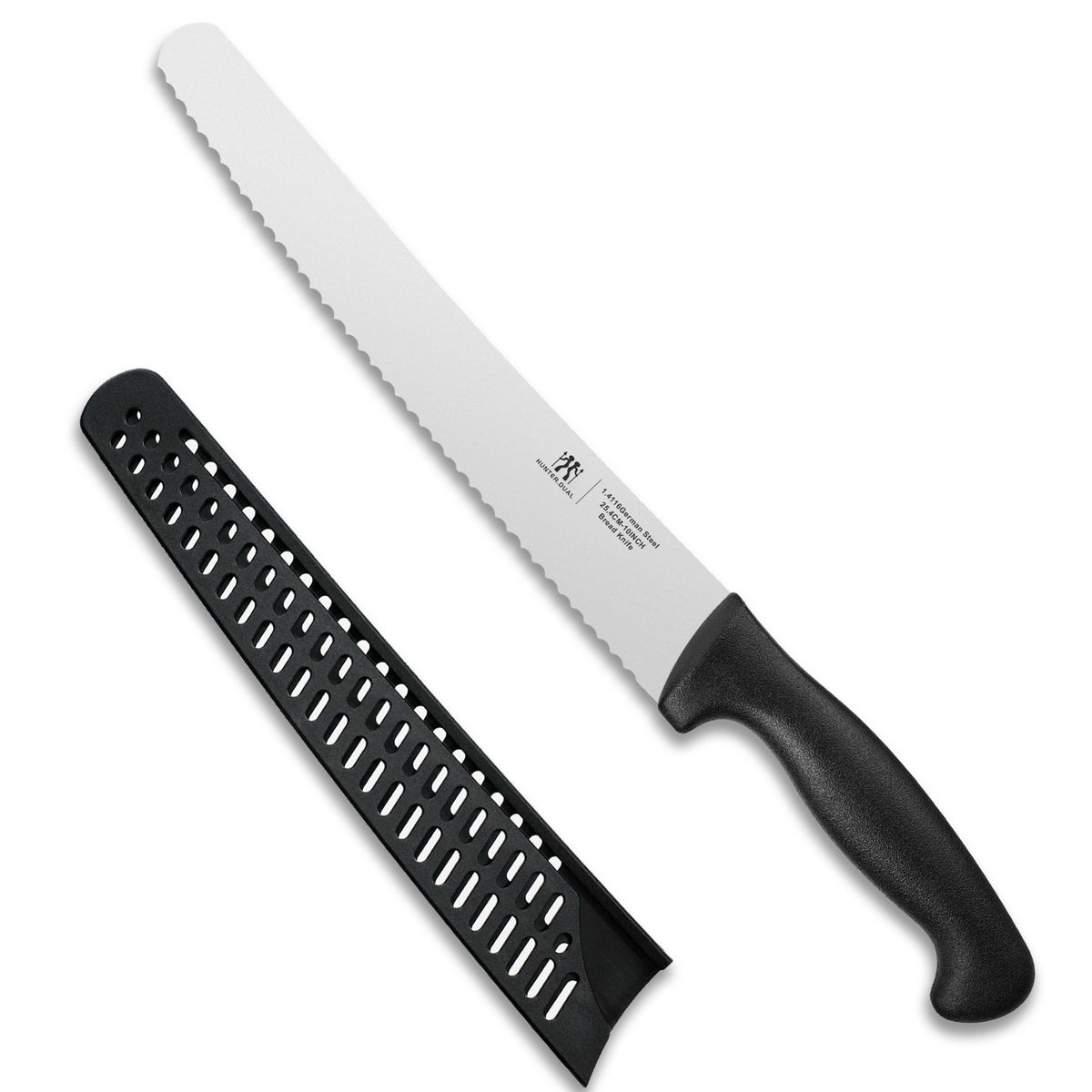 Bread Knife, 10 inch Serrated Sourdough Slicer Cutter for Homemade Bread, 1.4116 German Steel, Ergonomic Anti-slip Handle (Black, 10 inch)
