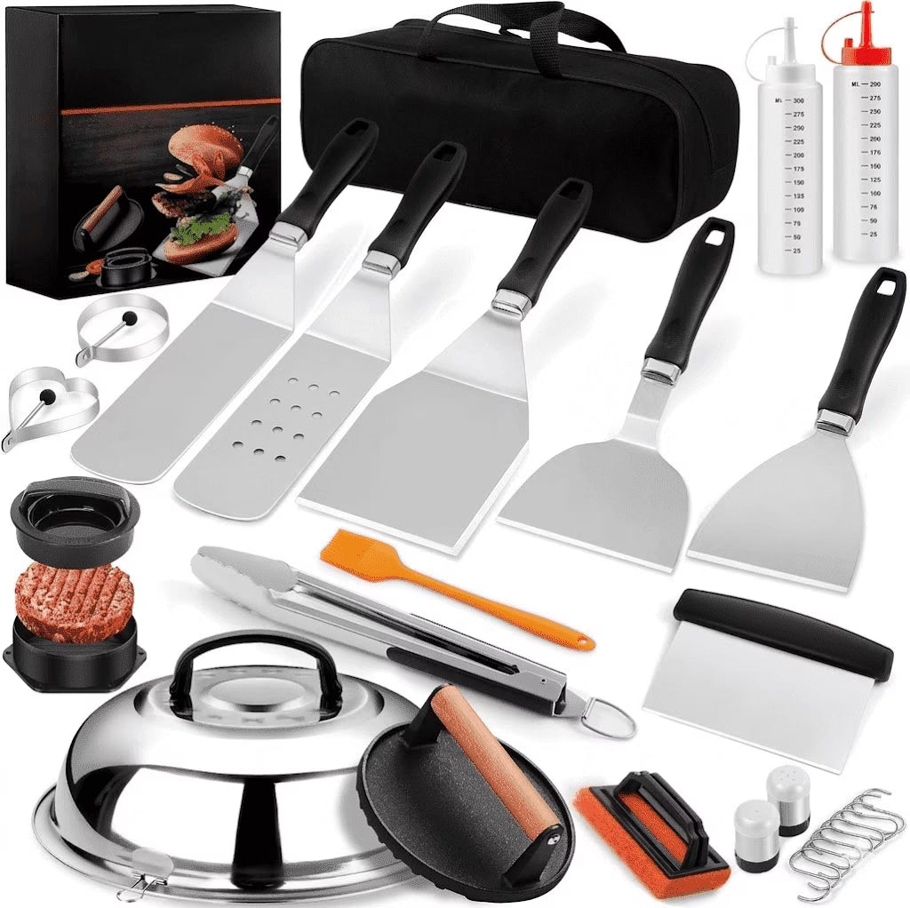 NULAS 27Pcs Griddle Accessories Kit with Spatula & Burger Press, Flat Top Grill Tools for Blackstone Outdoor BBQ