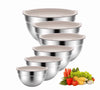 NULAS 6-Piece Stainless Steel Mixing Bowl Set with Lids, Nesting Metal Bowls for Kitchen – 4.5/3/2.5/2/1.5/0.75 qt, Great for Prep, Baking & Serving, Khaki