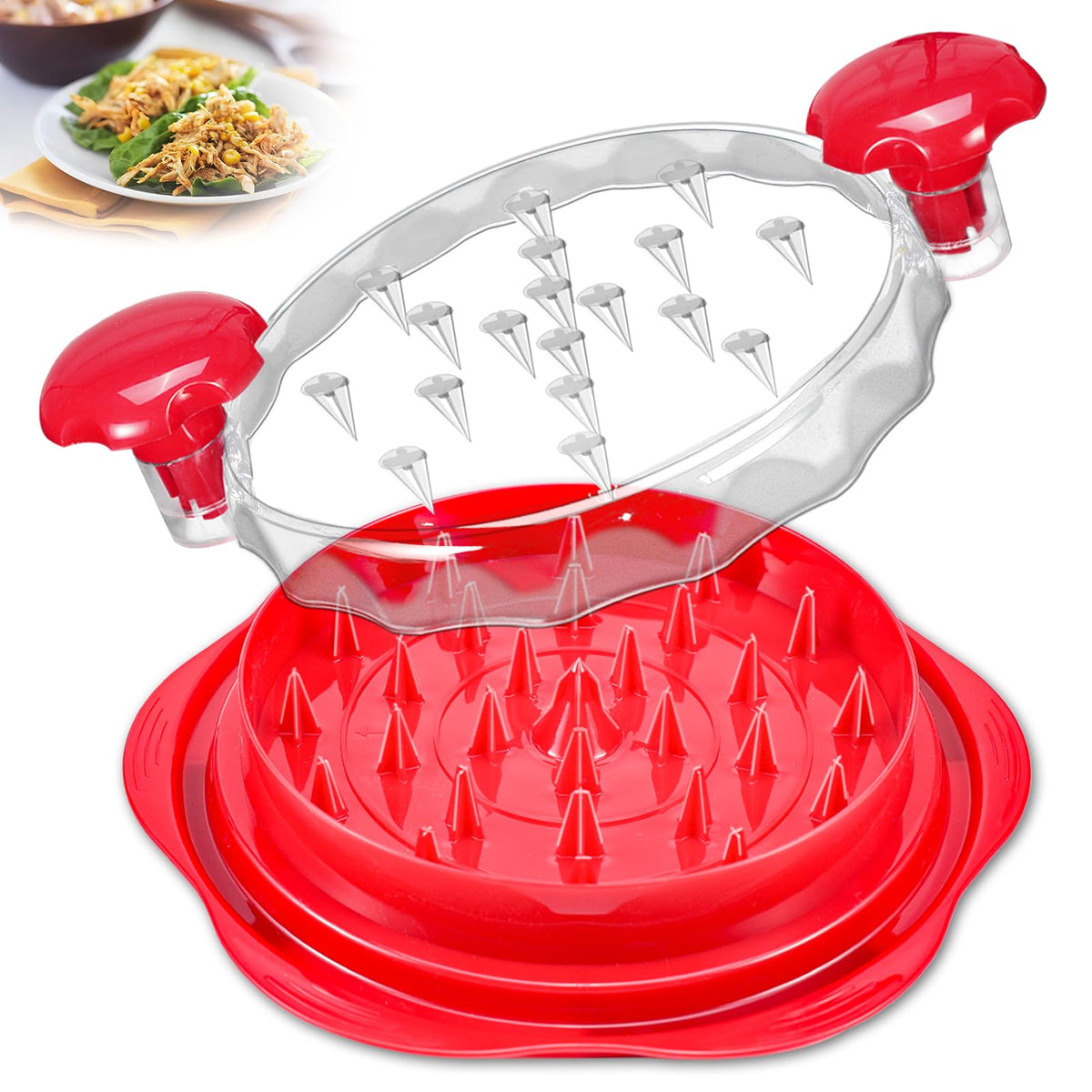Chicken Shredder Tool Twist for Kitchen, Manual Chicken Breast Grinder Machine for Ground Food, Meat & Vegetables, Elegant Red