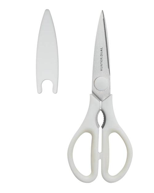 Kitchen Scissors for Food, HUNTER.DUAL Heavy Duty Come Apart Poultry Shears for Cooking, All Purpose for Cutting Chicken, Meat, Fish & Vegetables (White, 8.35 Inch)