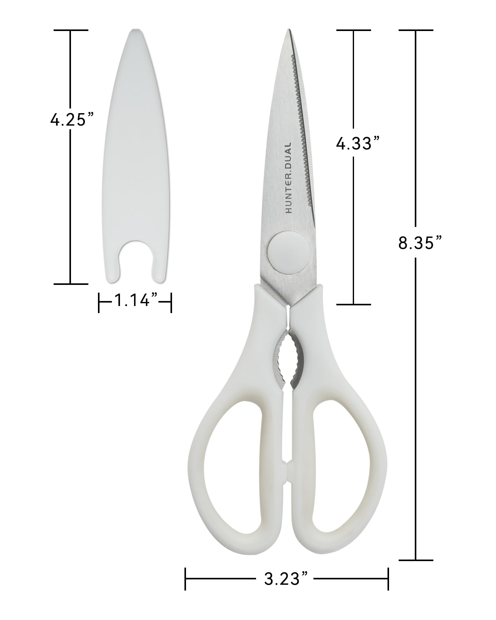 Kitchen Scissors for Food, HUNTER.DUAL Heavy Duty Come Apart Poultry Shears for Cooking, All Purpose for Cutting Chicken, Meat, Fish & Vegetables (White, 8.35 Inch)