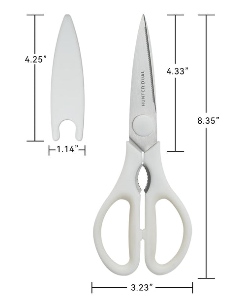 Kitchen Scissors for Food, HUNTER.DUAL Heavy Duty Come Apart Poultry Shears for Cooking, All Purpose for Cutting Chicken, Meat, Fish & Vegetables (White, 8.35 Inch)